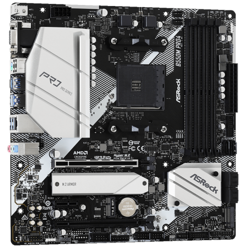 Уценка материнская плата AsRock B550M Pro4 (sAM4, AMD B550) (Вскрытая упаковка, 811189) купить в Украине: Киев, Днепр, Харьков, Одесса  | Проверка совместимости, низкая цена, отзывы, характеристики от TELEMART фото