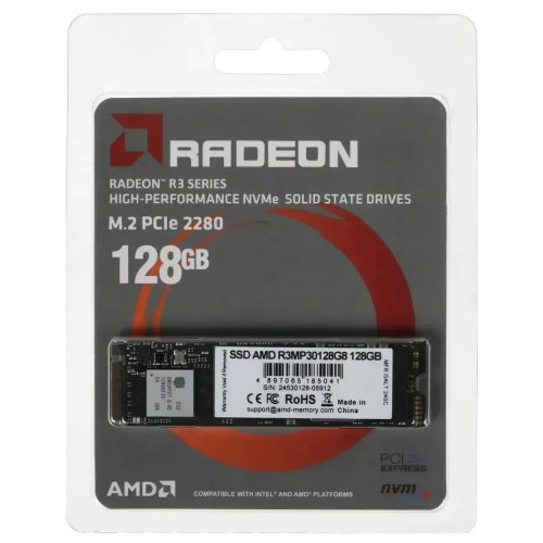 SSD-диск AMD Radeon R3 Gen3 3D NAND 128GB M.2 (2280 PCI-E) (R3MP30128G8) купить в Украине: Киев, Днепр, Харьков, Одесса  | Проверка совместимости, низкая цена, отзывы, характеристики от TELEMART фото