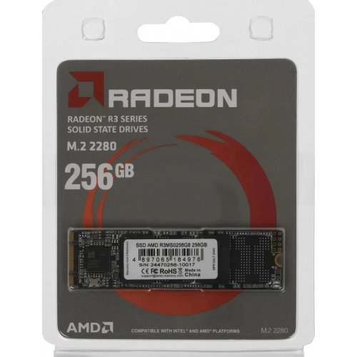 SSD-диск AMD Radeon R3 3D NAND 256GB M.2 (2280 SATA) (R3MS0256G8) купити в Україні: Київ, Львів, Хмельницький, Тернопіль | Перевірка сумісності, низька ціна, відгуки, характеристики від TELEMART фото
