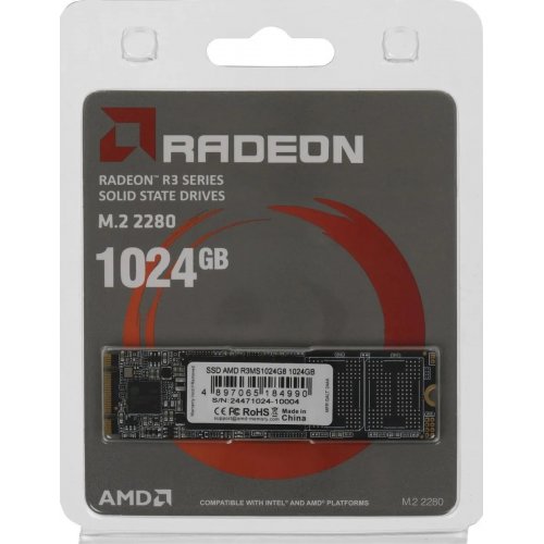 SSD-диск AMD Radeon R3 3D NAND 1TB M.2 (2280 SATA) (R3MS1024G8) купити в Україні: Київ, Львів, Хмельницький, Тернопіль | Перевірка сумісності, низька ціна, відгуки, характеристики від TELEMART фото