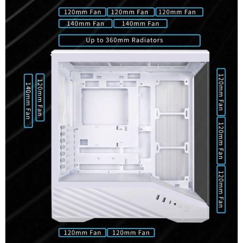 Корпус Lian Li Vector V100R Tempered Glass без БЖ (G99.V100RW.01) White купити в Україні: Київ, Львів, Хмельницький, Тернопіль | Перевірка сумісності, низька ціна, відгуки, характеристики від TELEMART фото