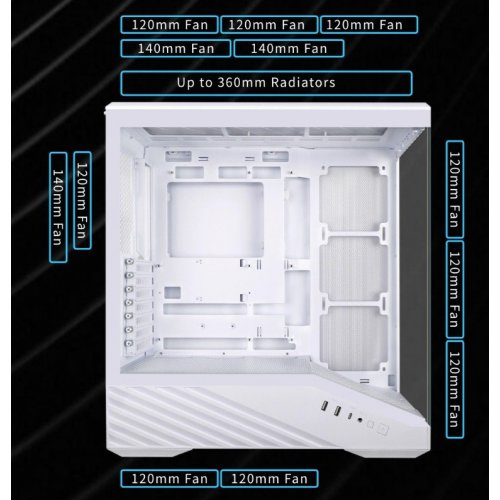 Корпус Lian Li Vector V100 Tempered Glass без БЖ (G99.V100W.01) White купити в Україні: Київ, Львів, Хмельницький, Тернопіль, Івано-Франківськ | Перевірка сумісності, низька ціна, відгуки, характеристики від TELEMART фото