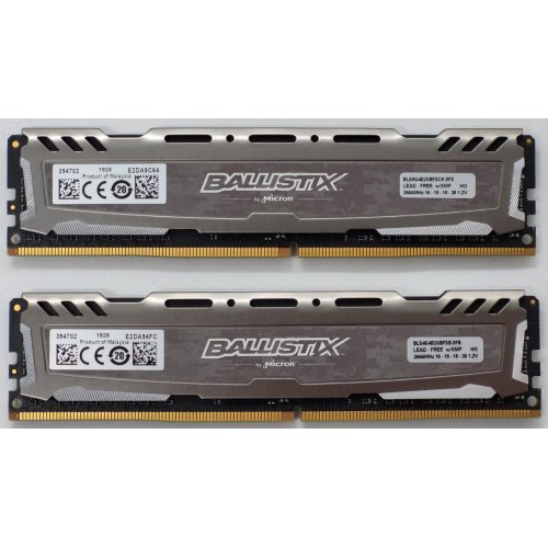 Озп Crucial DDR4 8GB (2x4GB) 2666Mhz Ballistix Sport LT Gray (BLS2K4G4D26BFSB) (Відновлено продавцем, 811620) купити в Україні: Київ, Львів, Хмельницький, Тернопіль | Перевірка сумісності, низька ціна, відгуки, характеристики від TELEMART фото