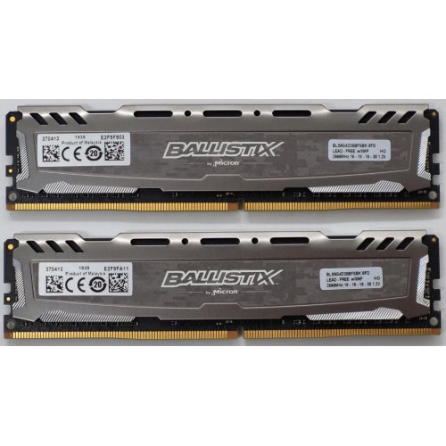 Озп Crucial DDR4 16GB (2x8GB) 2666Mhz Ballistix Sport LT Grey (BLS2C8G4D26BFSB) (Відновлено продавцем, 811621) купити в Україні: Київ, Львів, Хмельницький, Тернопіль | Перевірка сумісності, низька ціна, відгуки, характеристики від TELEMART фото
