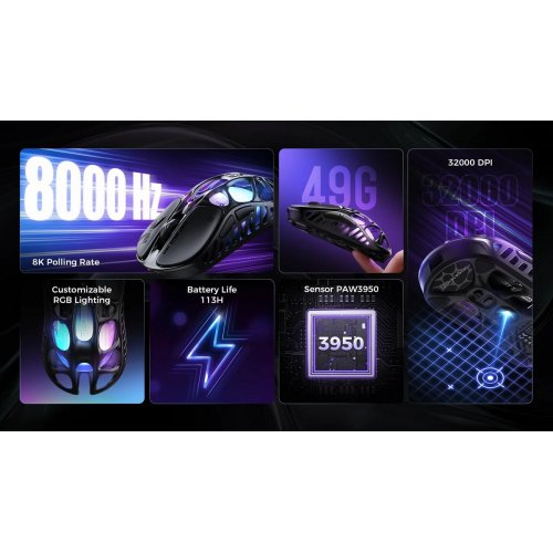 Мышка GravaStar Mercury X Pro 8K RGB Wireless (GSXPRO_GRY) Interstellar Silver купить в Украине: Киев, Днепр, Харьков, Одесса  | Низкая цена, отзывы, характеристики от TELEMART фото
