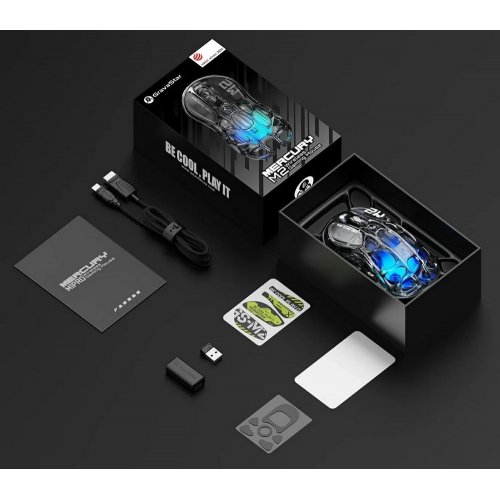 Миша GravaStar Mercury M2 RGB Wireless (GRAVASTARM2_XTAL_BLK) Transparent Black купити в Україні: Київ, Львів, Хмельницький, Тернопіль | Низька ціна, відгуки, характеристики від TELEMART фото