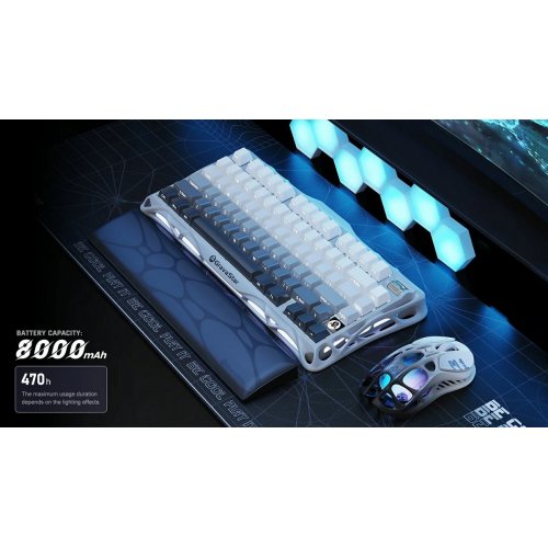 Клавіатура GravaStar Mercury K1 RGB GravaStar x Kailh Cheery Pink Linear Switches Wireless (GSK1_GWHT) White купити в Україні: Київ, Львів, Хмельницький, Тернопіль | Низька ціна, відгуки, характеристики від TELEMART фото