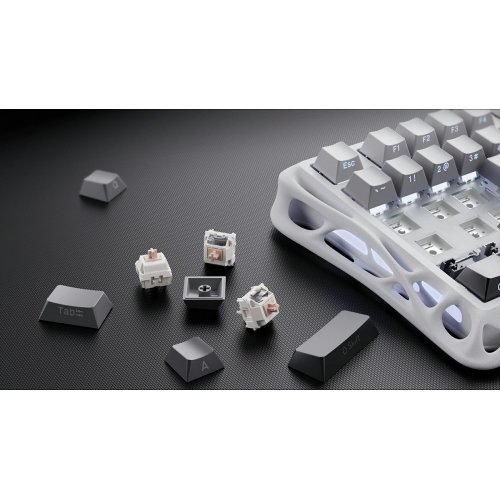 Клавіатура GravaStar Mercury K1 RGB GravaStar x Kailh Cheery Pink Linear Switches Wireless (GSK1_GWHT) White купити в Україні: Київ, Львів, Хмельницький, Тернопіль | Низька ціна, відгуки, характеристики від TELEMART фото