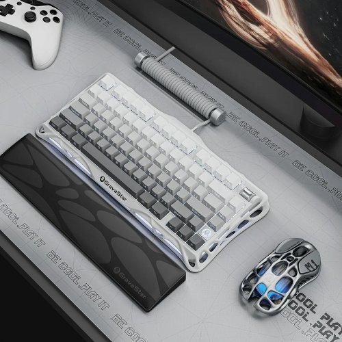 Клавіатура GravaStar Mercury K1 RGB GravaStar x Kailh Cheery Pink Linear Switches Wireless (GSK1_GWHT) White купити в Україні: Київ, Львів, Хмельницький, Тернопіль | Низька ціна, відгуки, характеристики від TELEMART фото