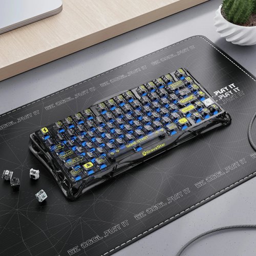 Клавіатура GravaStar Mercury K1 Lite RGB GravaStar x BSUN Grey Linear Switches Wireless (GSK1LITE_XTAL_BLK) Black купити в Україні: Київ, Львів, Хмельницький, Тернопіль | Низька ціна, відгуки, характеристики від TELEMART фото