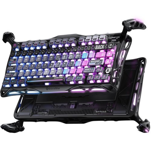 Клавіатура GravaStar Mercury K1 Pro RGB GravaStar x Kailh Speedy Mint Linear Switches Wireless (GSK1PRO_CBLK) Cyberpunk купити в Україні: Київ, Львів, Хмельницький, Тернопіль | Низька ціна, відгуки, характеристики від TELEMART фото