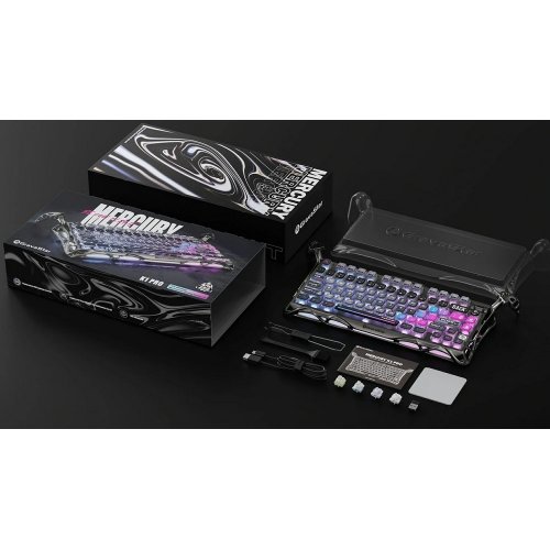 Клавіатура GravaStar Mercury K1 Pro RGB GravaStar x Kailh Speedy Mint Linear Switches Wireless (GSK1PRO_CBLK) Cyberpunk купити в Україні: Київ, Львів, Хмельницький, Тернопіль | Низька ціна, відгуки, характеристики від TELEMART фото