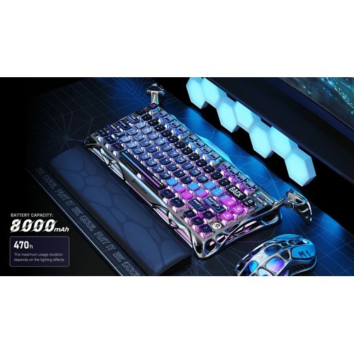 Клавіатура GravaStar Mercury K1 Pro RGB GravaStar x Kailh Speedy Mint Linear Switches Wireless (GSK1PRO_CBLK) Cyberpunk купити в Україні: Київ, Львів, Хмельницький, Тернопіль | Низька ціна, відгуки, характеристики від TELEMART фото