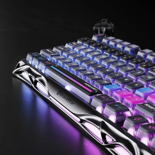 Клавіатура GravaStar Mercury K1 Pro RGB GravaStar x Kailh Speedy Mint Linear Switches Wireless (GSK1PRO_CBLK) Cyberpunk купити в Україні: Київ, Львів, Хмельницький, Тернопіль | Низька ціна, відгуки, характеристики від TELEMART фото