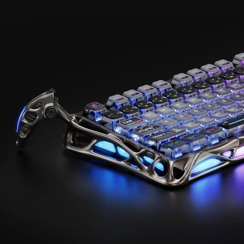Клавіатура GravaStar Mercury K1 Pro RGB GravaStar x Kailh Speedy Mint Linear Switches Wireless (GSK1PRO_CBLK) Cyberpunk купити в Україні: Київ, Львів, Хмельницький, Тернопіль | Низька ціна, відгуки, характеристики від TELEMART фото