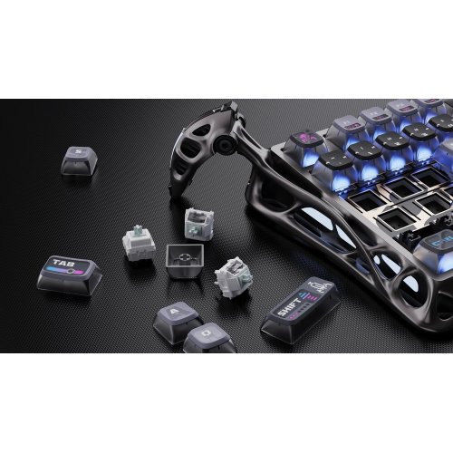 Клавіатура GravaStar Mercury K1 Pro RGB GravaStar x Kailh Speedy Mint Linear Switches Wireless (GSK1PRO_CBLK) Cyberpunk купити в Україні: Київ, Львів, Хмельницький, Тернопіль | Низька ціна, відгуки, характеристики від TELEMART фото