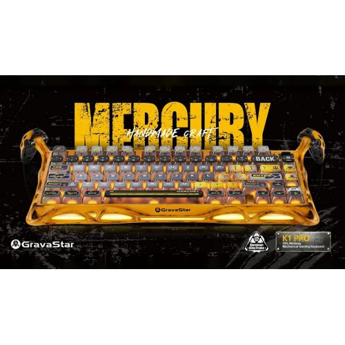 Клавіатура GravaStar Mercury K1 Pro RGB GravaStar x Kailh Speedy Mint Linear Switches Wireless (GSK1PRO_YLW) Yellow купити в Україні: Київ, Львів, Хмельницький, Тернопіль | Низька ціна, відгуки, характеристики від TELEMART фото