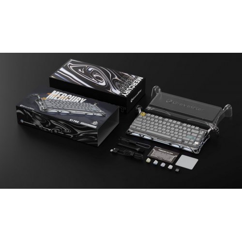Клавіатура GravaStar Mercury K1 Pro RGB GravaStar x Kailh Speedy Mint Linear Switches Wireless (GSK1PRO_GRY) Grey купити в Україні: Київ, Львів, Хмельницький, Тернопіль | Низька ціна, відгуки, характеристики від TELEMART фото