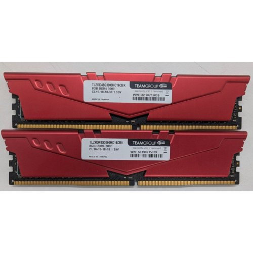 Озу Team DDR4 16GB (2x8GB) 3000Mhz T-Force Vulcan Z Red (TLZRD416G3000HC16CDC01) (Восстановлено продавцом, 811698) купить в Украине: Киев, Днепр, Харьков, Одесса  | Проверка совместимости, низкая цена, отзывы, характеристики от TELEMART фото