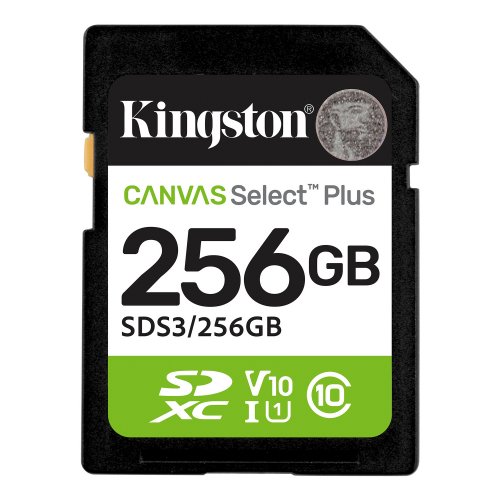 Карта памяти Kingston SDXC Canvas Select Plus G3 256GB Class 10 UHS-I U1 V10 (SDS3/256GB) купить в Украине: Киев, Днепр, Харьков, Одесса  | Низкая цена, отзывы, характеристики от TELEMART фото