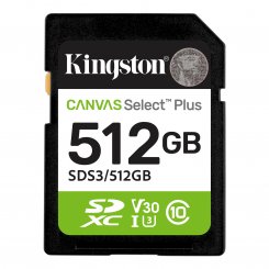 Карта памяти Kingston SDXC Canvas Select Plus G3 512GB Class 10 UHS-I U3 V30 (SDS3/512GB)