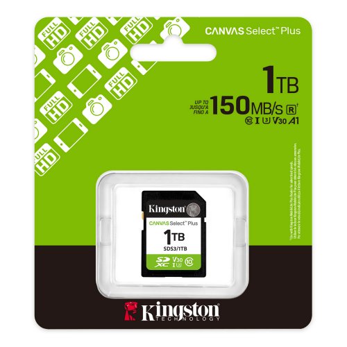 Карта памяти Kingston SDXC Canvas Select Plus G3 1TB Class 10 UHS-I U3 V30 (SDS3/1TB) купить в Украине: Киев, Днепр, Харьков, Одесса  | Низкая цена, отзывы, характеристики от TELEMART фото
