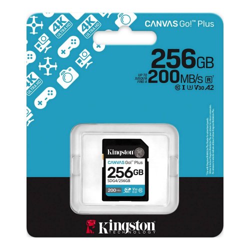 Карта памяти Kingston SDXC Canvas Go! Plus G4 256GB Class 10 UHS-I U3 V30 (SDG4/256GB) купить в Украине: Киев, Днепр, Харьков, Одесса  | Низкая цена, отзывы, характеристики от TELEMART фото