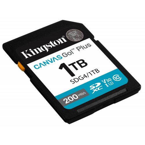Карта памяти Kingston SDXC Canvas Go! Plus G4 1TB Class 10 UHS-I U3 V30 (SDG4/1TB) купить в Украине: Киев, Днепр, Харьков, Одесса  | Низкая цена, отзывы, характеристики от TELEMART фото