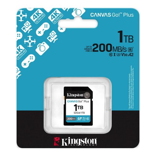Карта памяти Kingston SDXC Canvas Go! Plus G4 1TB Class 10 UHS-I U3 V30 (SDG4/1TB) купить в Украине: Киев, Днепр, Харьков, Одесса  | Низкая цена, отзывы, характеристики от TELEMART фото