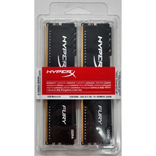 Озу HyperX DDR4 16GB (2x8GB) 2400Mhz FURY Black (HX424C15FB3K2/16) (Восстановлено продавцом, 811894) купить в Украине: Киев, Днепр, Харьков, Одесса  | Проверка совместимости, низкая цена, отзывы, характеристики от TELEMART фото