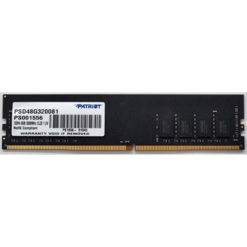 Озу Patriot DDR4 8GB 3200Mhz Signature Line (PSD48G320081) (Восстановлено продавцом, 811922) купить в Украине: Киев, Днепр, Харьков, Одесса  | Проверка совместимости, низкая цена, отзывы, характеристики от TELEMART фото