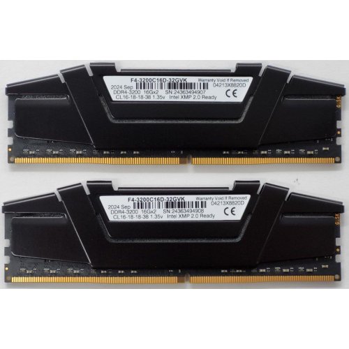 Озу G.Skill DDR4 32GB (2x16GB) 3200Mhz Ripjaws V (F4-3200C16D-32GVK) (Восстановлено продавцом, 811941) купить в Украине: Киев, Днепр, Харьков, Одесса  | Проверка совместимости, низкая цена, отзывы, характеристики от TELEMART фото
