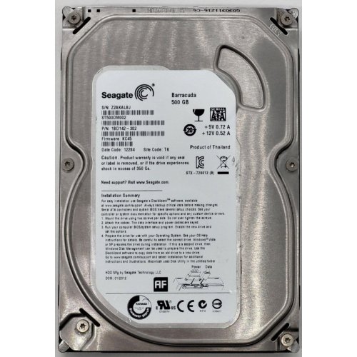 Жорсткий диск Seagate Barracuda 7200.12 500GB 16MB 7200RPM 3.5" (ST500DM002) (Відновлено продавцем, 811944) купити в Україні: Київ, Львів, Хмельницький, Тернопіль | Перевірка сумісності, низька ціна, відгуки, характеристики від TELEMART фото
