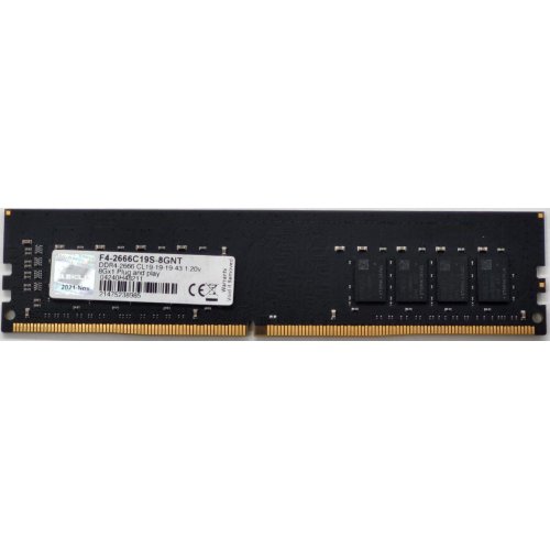 Озу G.Skill DDR4 8GB 2666Mhz Value (F4-2666C19S-8GNT) Black (Восстановлено продавцом, 811949) купить в Украине: Киев, Днепр, Харьков, Одесса  | Проверка совместимости, низкая цена, отзывы, характеристики от TELEMART фото