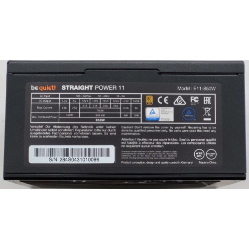 Блок питания Be Quiet! Straight Power 11 850W (BN284) (Восстановлено продавцом, 812088) купить в Украине: Киев, Днепр, Харьков, Одесса  | Проверка совместимости, низкая цена, отзывы, характеристики от TELEMART фото