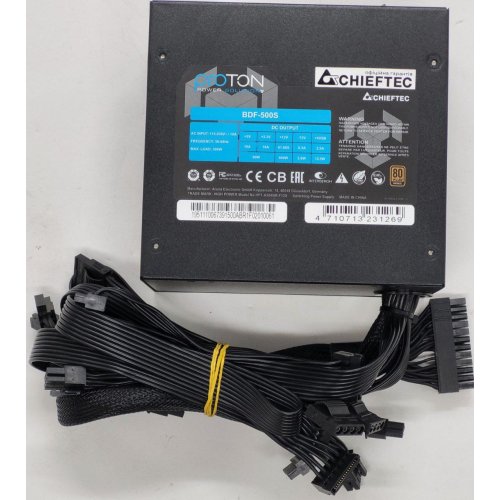 Блок питания CHIEFTEC Proton 500W (BDF-500S) (Восстановлено продавцом, 812188) купить в Украине: Киев, Днепр, Харьков, Одесса  | Проверка совместимости, низкая цена, отзывы, характеристики от TELEMART фото