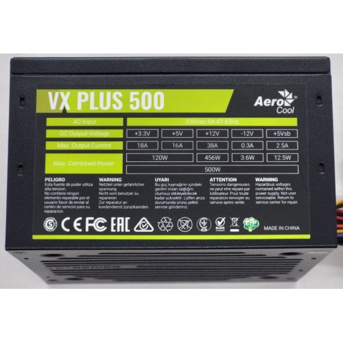 Блок питания Aerocool VX PLUS 500W (ACPN-VS50NEY.11) (Восстановлено продавцом, 812190) купить в Украине: Киев, Днепр, Харьков, Одесса  | Проверка совместимости, низкая цена, отзывы, характеристики от TELEMART фото