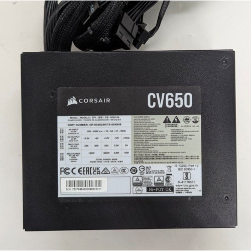 Блок питания Corsair CV650 650W (CP-9020236-EU) (Восстановлено продавцом, 812405) купить в Украине: Киев, Днепр, Харьков, Одесса  | Проверка совместимости, низкая цена, отзывы, характеристики от TELEMART фото
