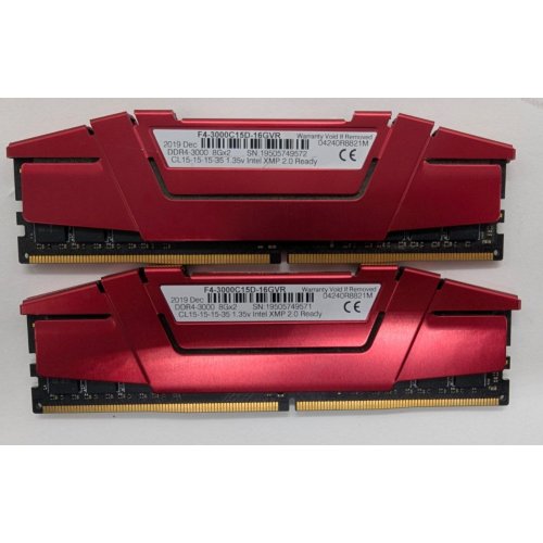 Озу G.Skill DDR4 16GB (2x8GB) 3000Mhz Ripjaws V (F4-3000C15D-16GVR) (Восстановлено продавцом, 812411) купить в Украине: Киев, Днепр, Харьков, Одесса  | Проверка совместимости, низкая цена, отзывы, характеристики от TELEMART фото