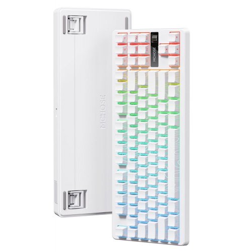 Клавіатура MCHOSE G87 RGB Mechanical Matcha Latte Switch V2 Wireless (MC-G87-18) White Topographic (Вітринний зразок, 812691) купити в Україні: Київ, Львів, Хмельницький, Тернопіль, Івано-Франківськ | Низька ціна, відгуки, характеристики від TELEMART фото