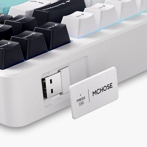 Клавіатура MCHOSE G87 RGB Mechanical Matcha Latte Switch V2 Wireless (MC-G87-18) White Topographic (Вітринний зразок, 812691) купити в Україні: Київ, Львів, Хмельницький, Тернопіль, Івано-Франківськ | Низька ціна, відгуки, характеристики від TELEMART фото