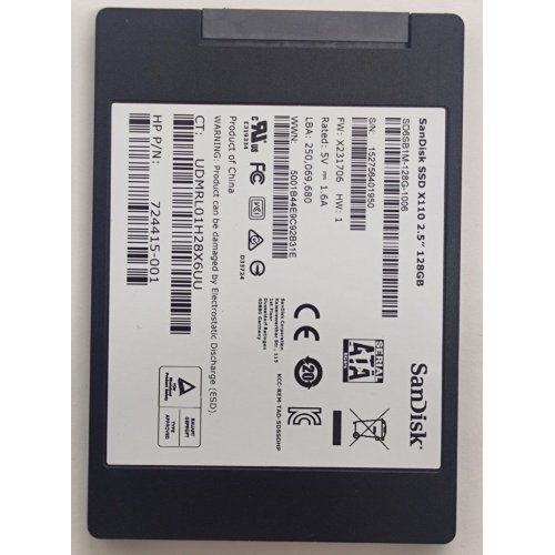 Ssd-диск Sandisk X110 128GB 2.5” (SD6SB1M-128G-1006) (Відновлено продавцем, 812707) купити в Україні: Київ, Львів, Хмельницький, Тернопіль | Перевірка сумісності, низька ціна, відгуки, характеристики від TELEMART фото