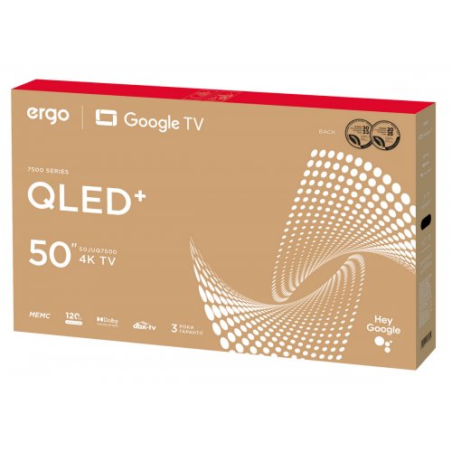 Телевізор ERGO 50" 50JUQ7500 Black купити в Україні: Київ, Львів, Хмельницький, Тернопіль | Низька ціна, відгуки, характеристики від TELEMART фото
