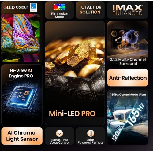 Телевизор Hisense 100" 100U7Q PRO Black купить в Украине: Киев, Днепр, Харьков, Одесса  | Низкая цена, отзывы, характеристики от TELEMART фото