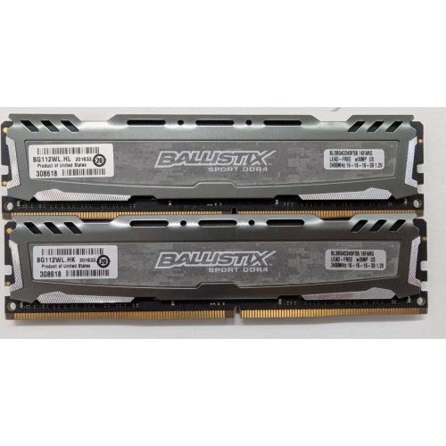 Озп Crucial DDR4 16GB (2x8GB) 2400Mhz Ballistix Sport LT Gray (BLS2K8G4D240FSBK) (Відновлено продавцем, 812835) купити в Україні: Київ, Львів, Хмельницький, Тернопіль | Перевірка сумісності, низька ціна, відгуки, характеристики від TELEMART фото