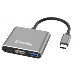 USB-хаб ColorWay USB Type-C 3 in 1 (CW-HUB08) Dark Grey