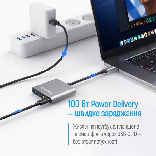 Photo ColorWay USB Type-C 3 in 1 (CW-HUB08) Dark Grey