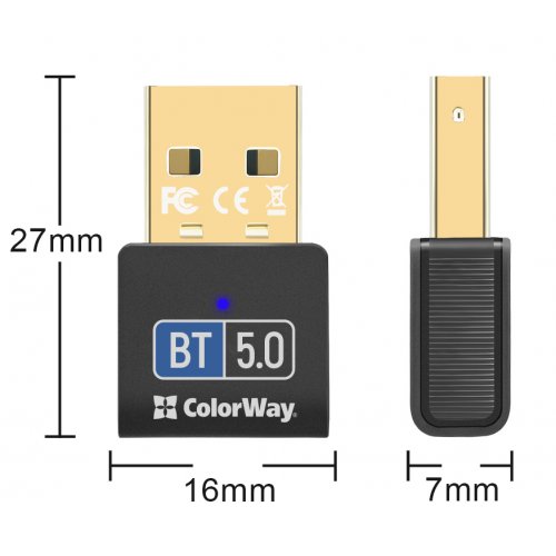 Bluetooth адаптер ColorWay Bluetooth 5.0 (CW-AD-BT50) Black купить в Украине: Киев, Днепр, Харьков, Одесса  | Низкая цена, отзывы, характеристики от TELEMART фото
