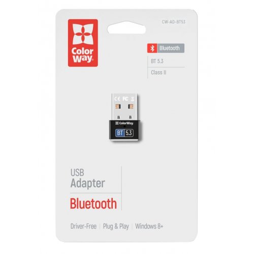 Bluetooth адаптер ColorWay Bluetooth 5.3 (CW-AD-BT53) Black купить в Украине: Киев, Днепр, Харьков, Одесса  | Низкая цена, отзывы, характеристики от TELEMART фото
