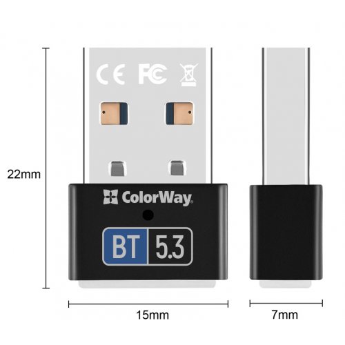 Bluetooth адаптер ColorWay Bluetooth 5.3 (CW-AD-BT53) Black купить в Украине: Киев, Днепр, Харьков, Одесса  | Низкая цена, отзывы, характеристики от TELEMART фото